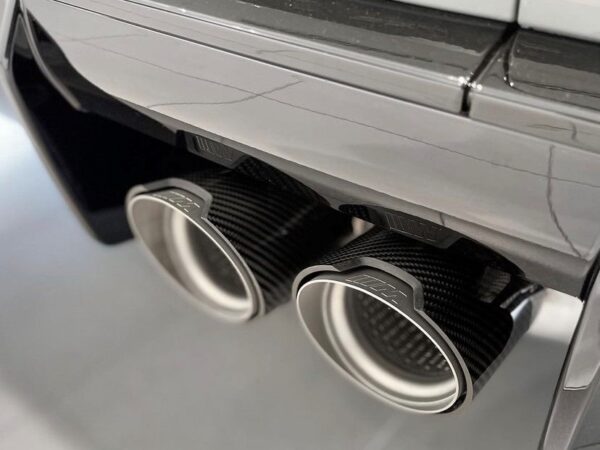 Alternative view of BMW G87 M2 G80 G81 M3 G82 G83 M4 G90 G99 M5 PERFORMANCE Style CARBON FIBRE SILVER Exhaust Tips