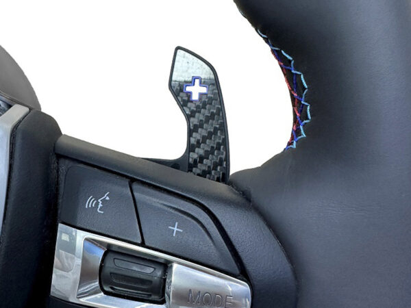 Bmw f & g series blue carbon fiber paddle shifters
