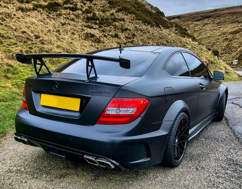 Mercedes-benz c class c204 c63 coupe black series carbon fiber wing boot spoiler