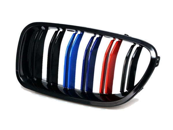 Bmw 5 series f10 f11 m5 gloss black m stripes double kidney grilles