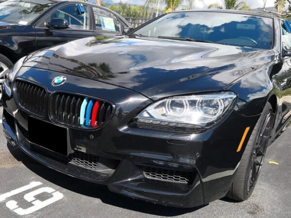 Bmw 6 series f06 f12 f13 m6 gloss black m stripes single kidney grilles