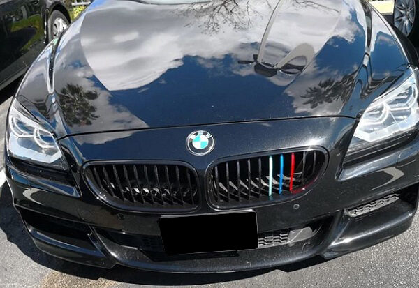 Bmw 6 series f06 f12 f13 m6 gloss black m stripes single kidney grilles