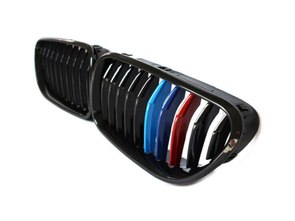 Bmw 6 series f06 f12 f13 m6 gloss black m stripes single kidney grilles