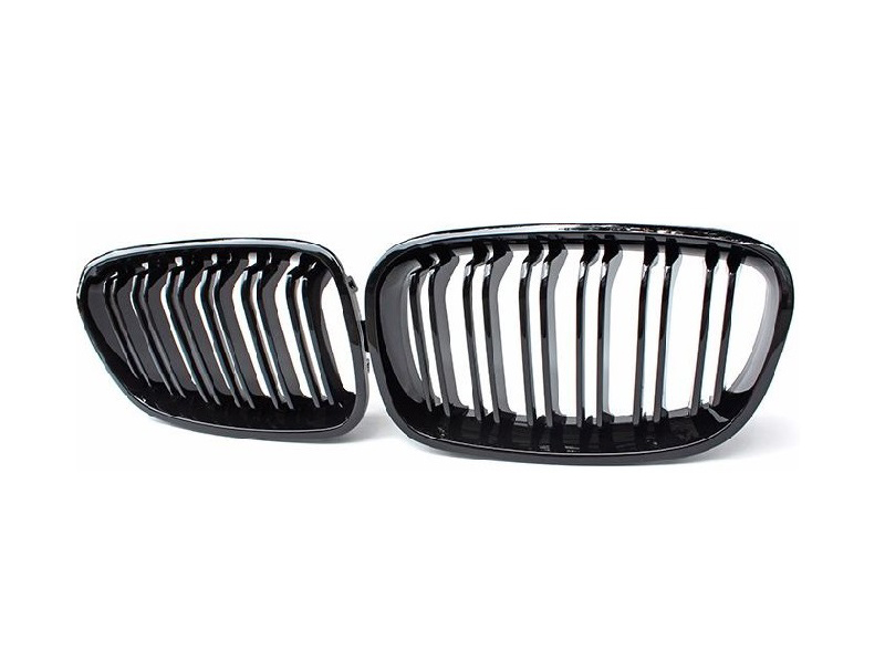 BMW 1 Series F20 F21 PRE LCI M Style GLOSS BLACK Double Kidney Grilles