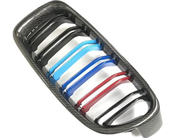 Bmw 3 series f30 f31 carbon fiber m stripes double kidney grilles