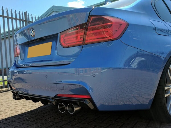 Bmw 3 series f30 f31 m sport performance style carbon fiber quad exhaust rear diffuser