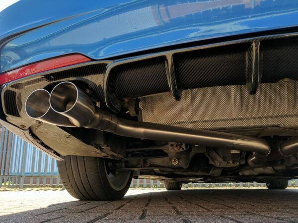 Bmw 3 series f30 f31 m sport performance style carbon fiber quad exhaust rear diffuser