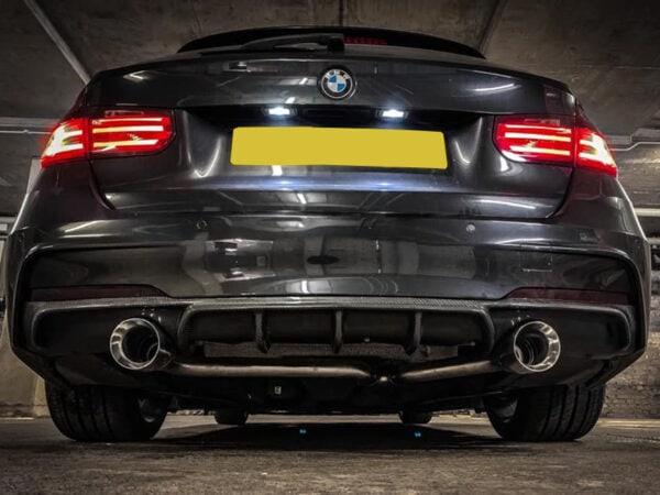 Bmw 3 series f30 f31 m sport performance style carbon fiber dual exhaust rear diffuser