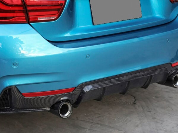 Bmw 4 series f32 f33 f36 m sport performance style carbon fiber dual exhaust rear diffuser