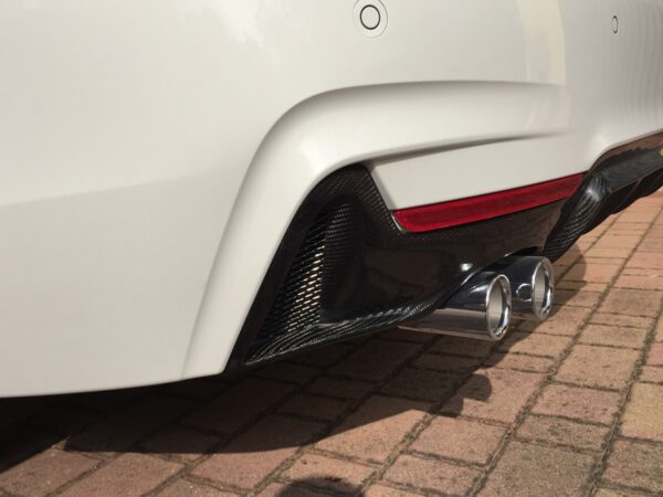 Bmw 4 series f32 f33 f36 m sport performance carbon fiber twin exhaust rear diffuser