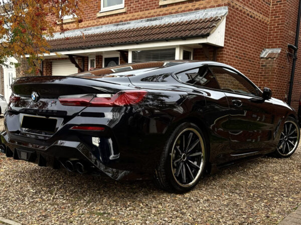 Alternative view of BMW 8 Series G14 G15 G16 Stainless Steel GLOSS BLACK QUAD Exhaust Tips
