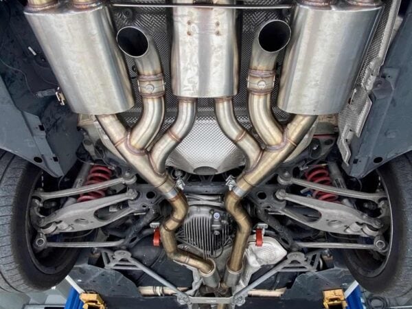 Alternative view of Active Autowerke Maad Maxx Rear Exhaust Section BMW F80 M3 F82 F83 M4 - 3 Can Valved