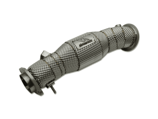 Alternative view of VA Motorsports BMW S58 Downpipes 200 Cell Hi-Flow Sports Cat G87 M2 G80 G81 M3 G82 G83 M4 with Heat Shield