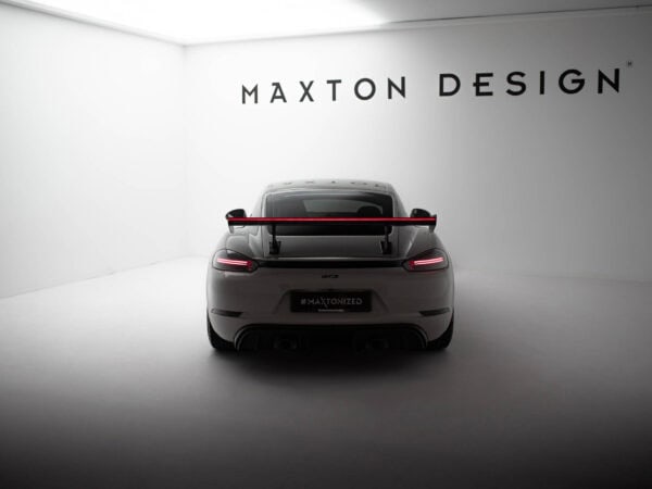Alternative view of Maxton Design Prepreg Carbon Fibre Spoiler With Internal Brackets Uprights V.1 + LED For Porsche 718 Cayman 982c