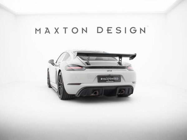 Alternative view of Maxton Design Prepreg Carbon Fibre Spoiler with Internal Brackets Uprights V.1 For Porsche 718 Cayman 982c