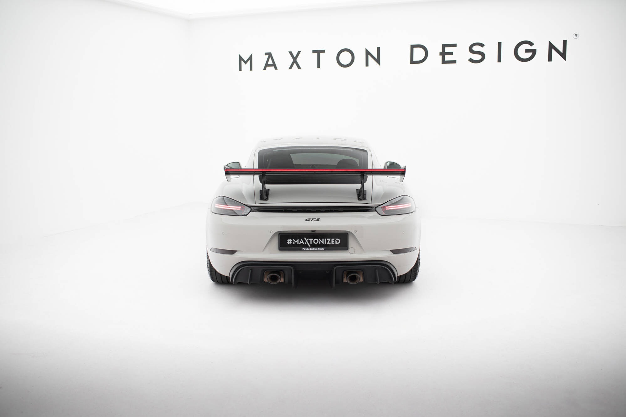 Maxton design prepreg carbon fibre spoiler v. 2 with internal brackets & led for porsche 718 cayman 982c - image 5
