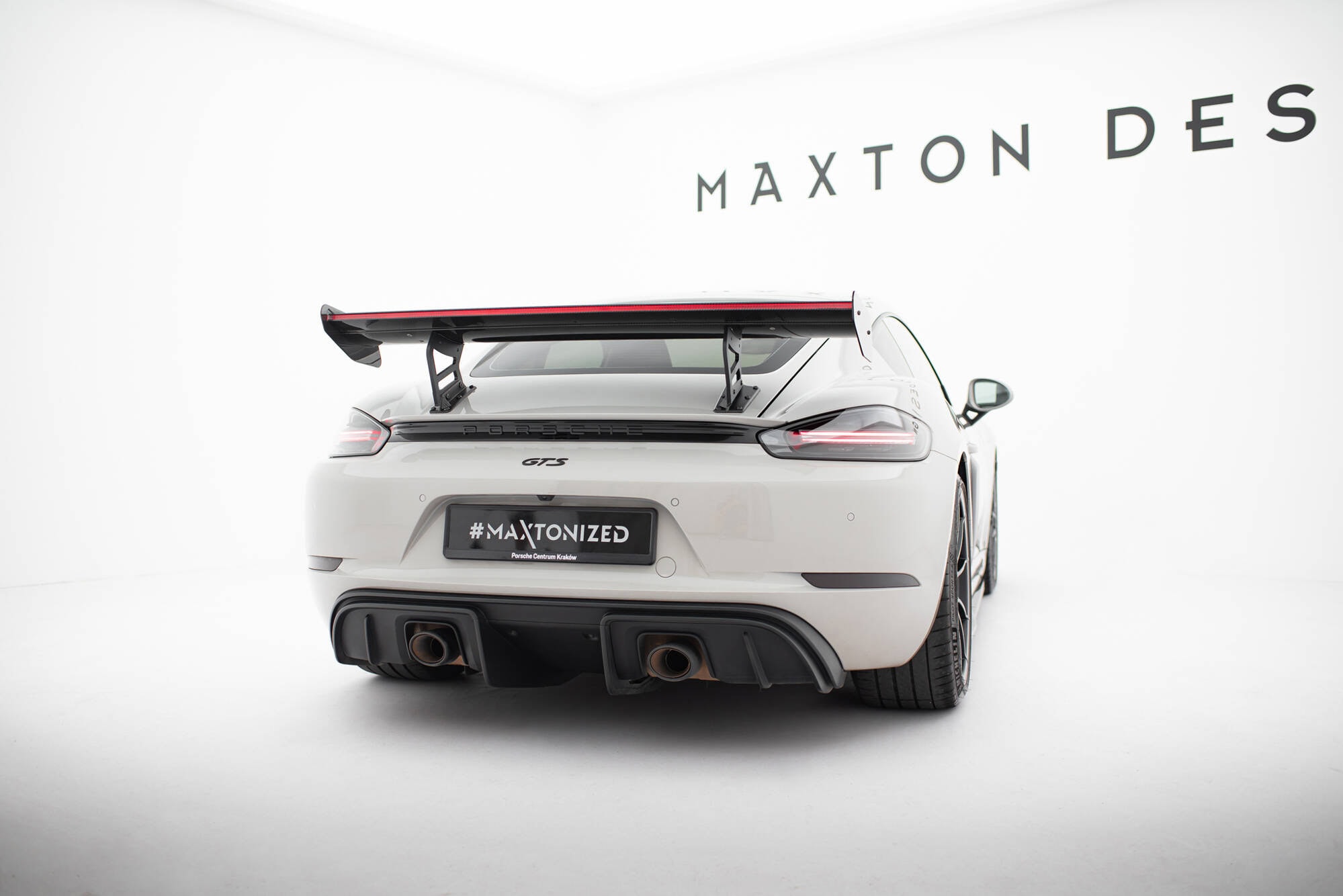 Maxton design prepreg carbon fibre spoiler v. 2 with internal brackets & led for porsche 718 cayman 982c - image 6