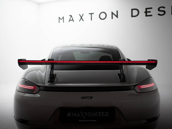 Alternative view of Maxton Design Prepreg Carbon Fibre Spoiler With Upper Swan Mounting V.2 + LED For Porsche 718 Cayman 982c
