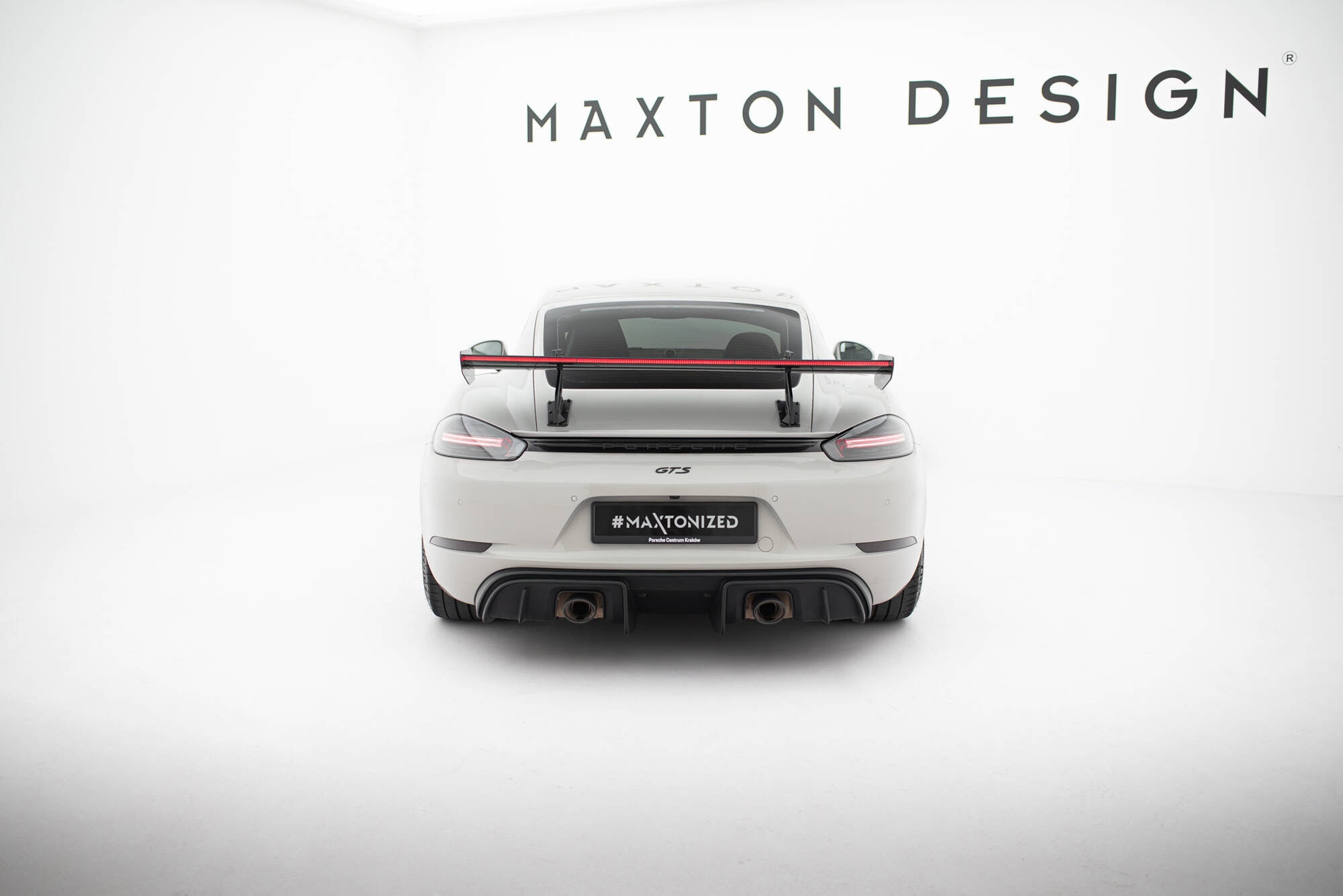 Maxton design prepreg carbon fibre spoiler with upper swan mounting v. 2 + led for porsche 718 cayman 982c - image 14