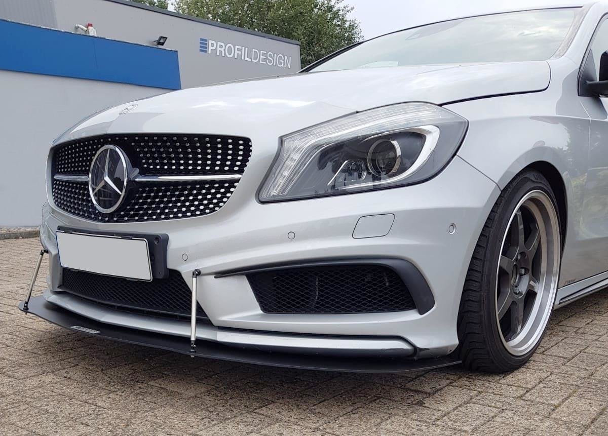 Maxton design gloss black racing style front splitter for mercedes-benz amg w176 - image 2