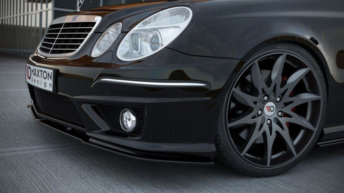 Maxton design gloss black front splitter for mercedes-benz amg w211 lci - image 2