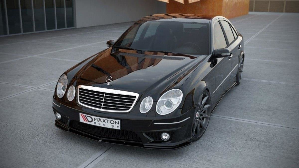 Maxton design gloss black front splitter for mercedes-benz amg w211 lci - image 4