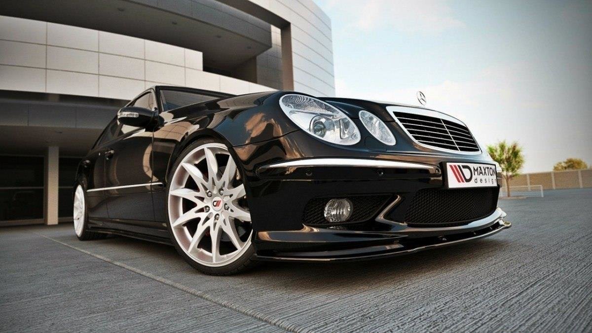 Maxton design gloss black front splitter for mercedes-benz amg w211 pre lci - image 3