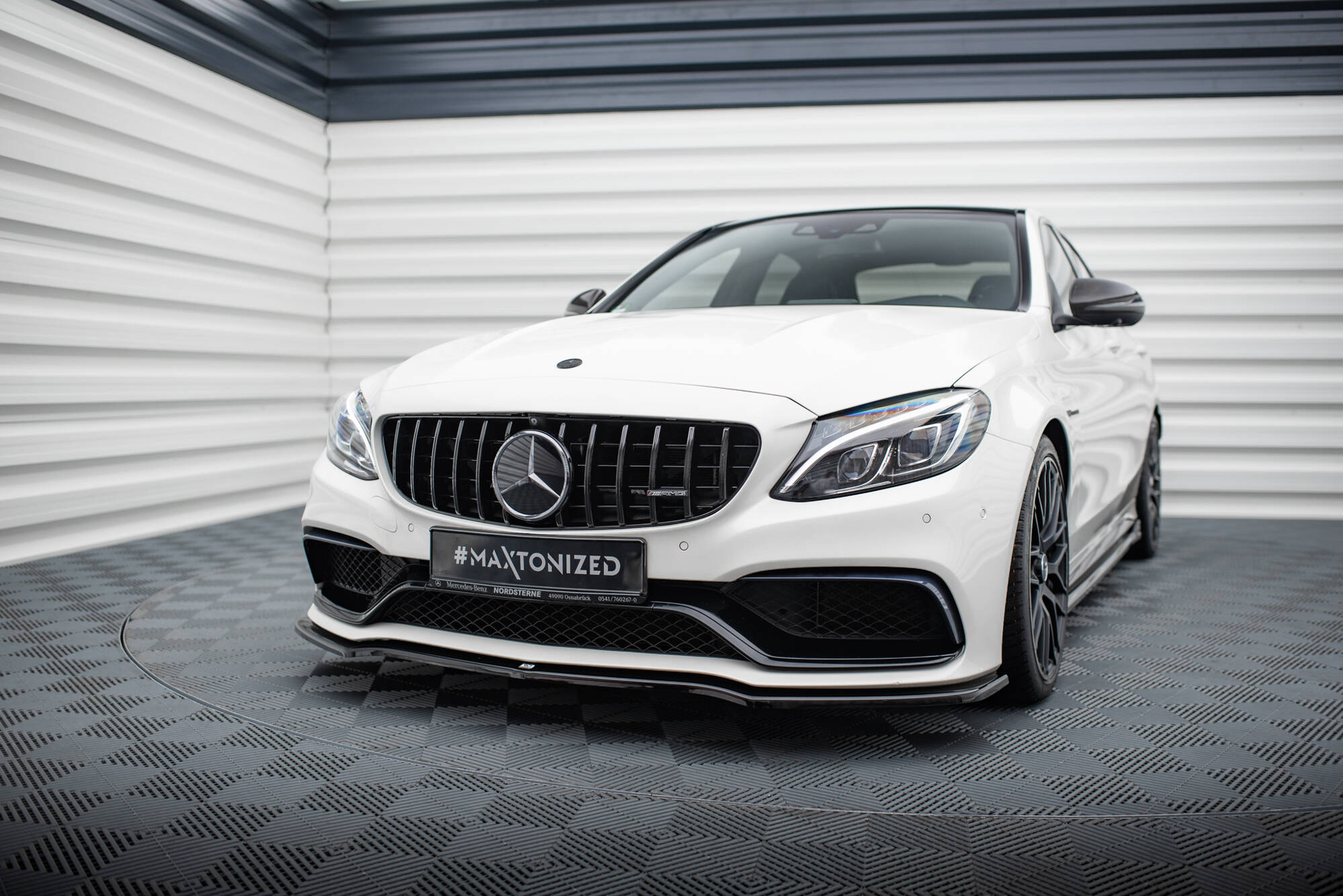 Maxton design gloss black front splitter v. 1 for mercedes-benz amg c63 w205 s205 - image 4