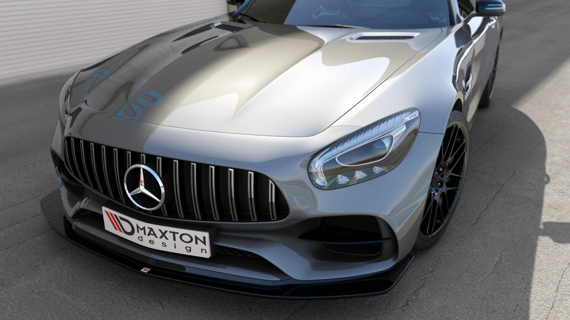 Maxton design gloss black front splitter for mercedes-benz amg gt c190 lci - image 7