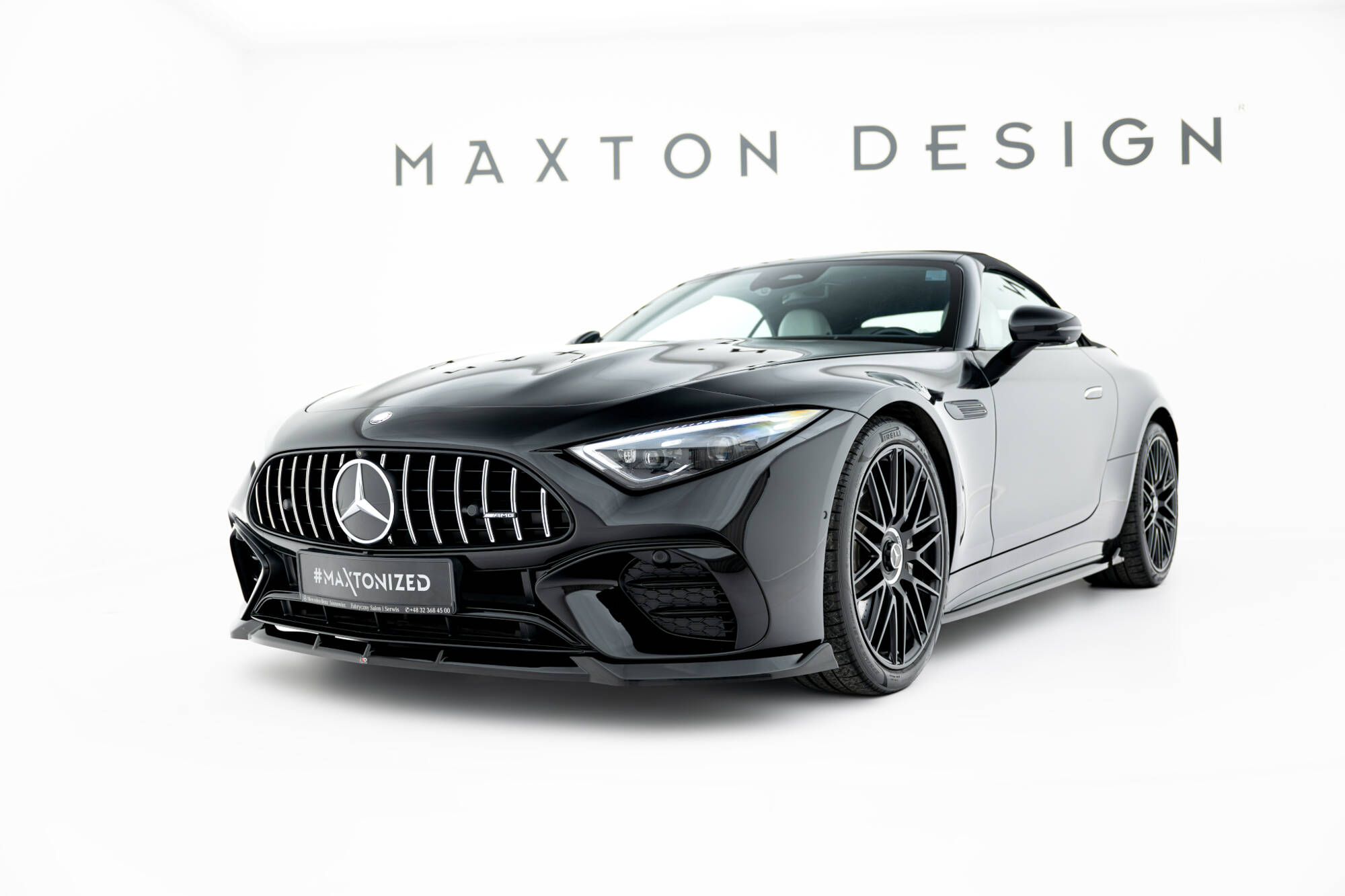 Maxton design gloss black front splitter for mercedes-benz amg sl63 r232 - image 3
