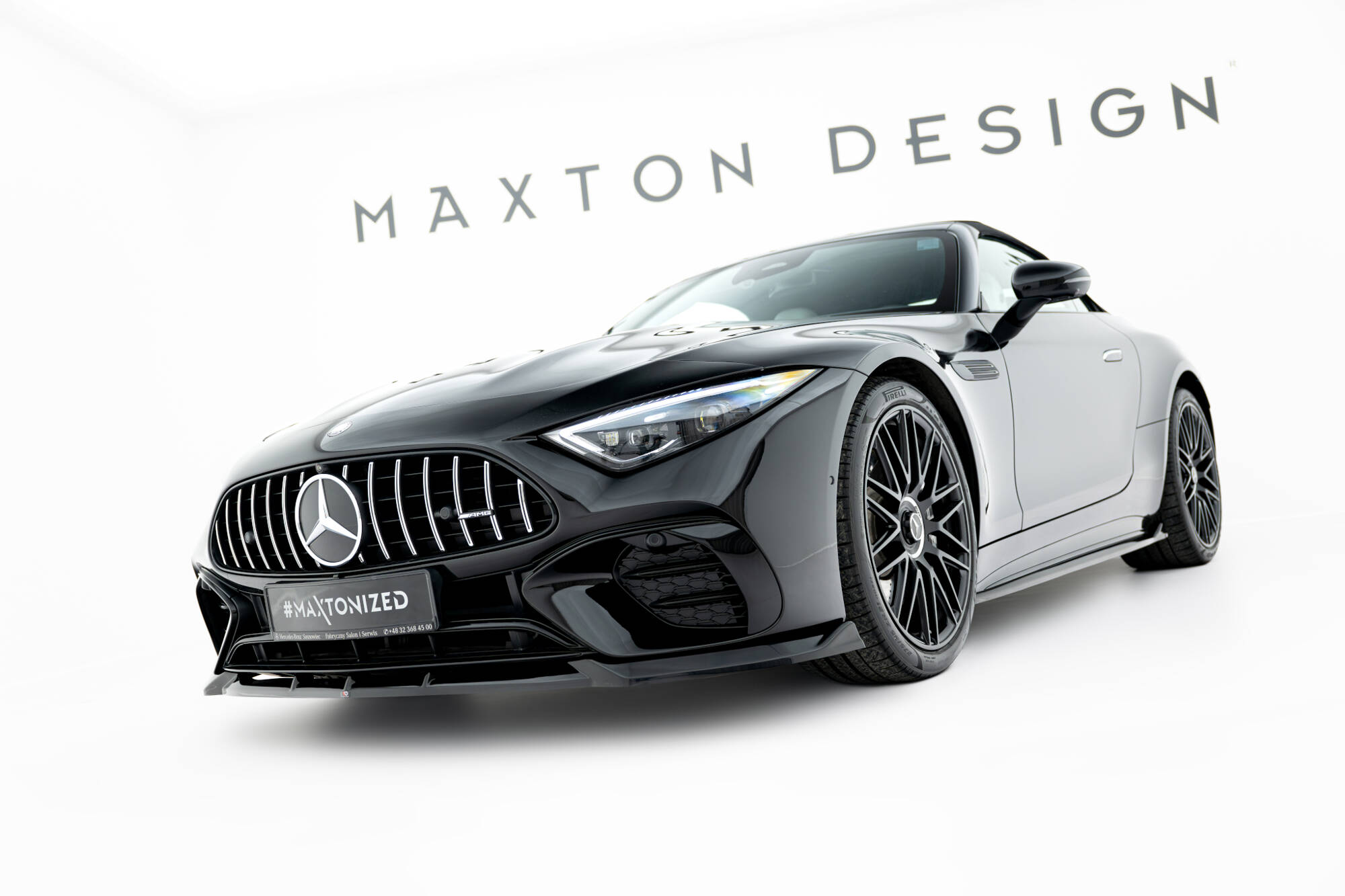 Maxton design gloss black front splitter for mercedes-benz amg sl63 r232 - image 4