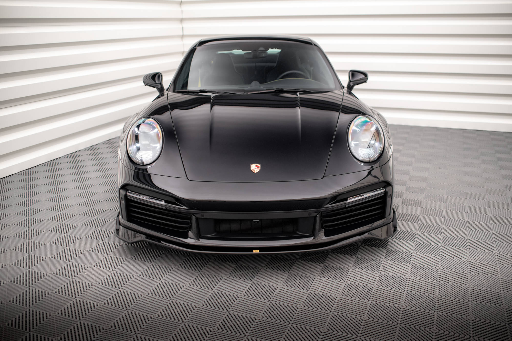 Maxton design gloss black front splitter for porsche 911 turbo s 992 - image 2
