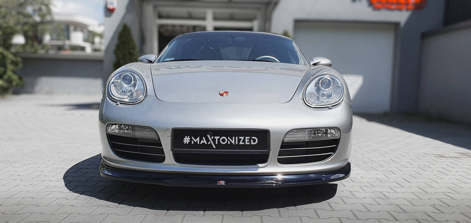 Maxton design gloss black front splitter for porsche boxster 987 - image 3