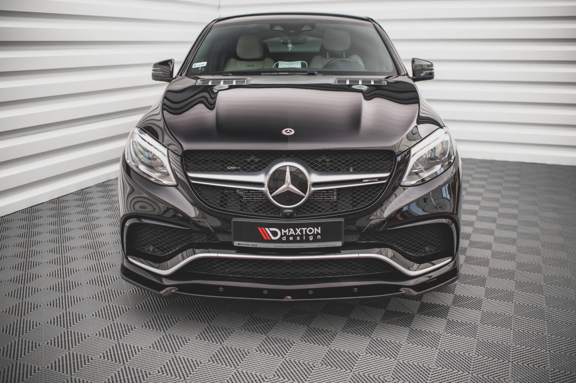 Maxton design gloss black front splitter v. 1 for mercedes-benz gle63 w166 c292 amg - image 2
