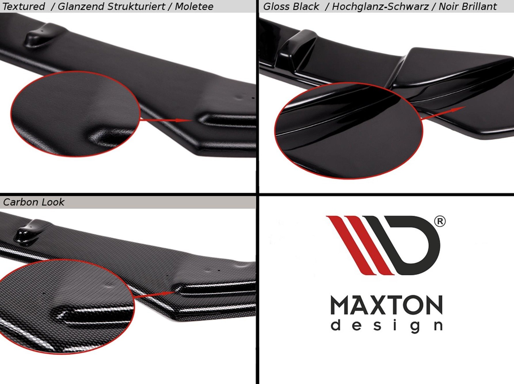 Maxton design gloss black sport style front splitter v. 1 for porsche panamera 970 turbo - image 6