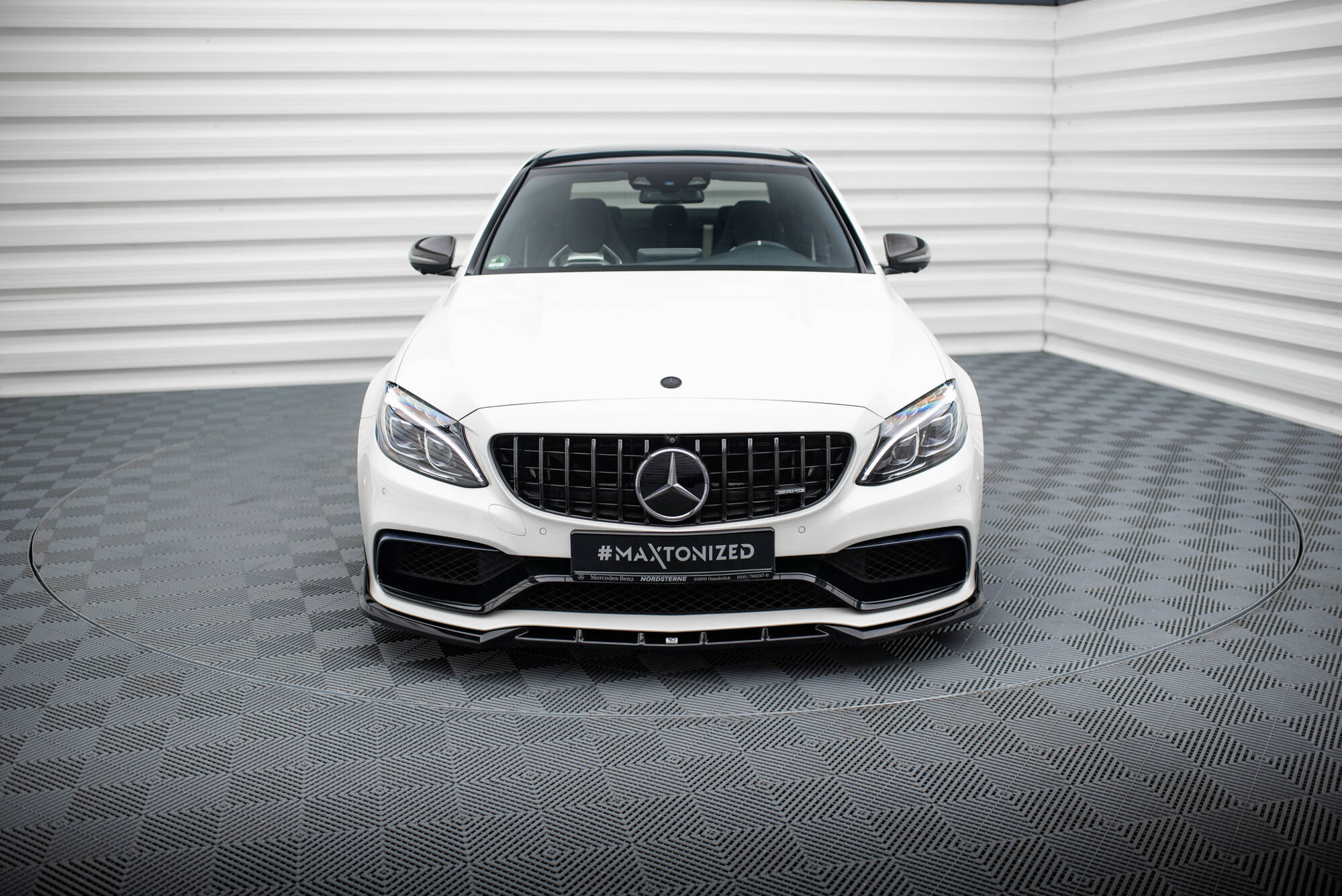 Maxton design gloss black front splitter v. 2 for mercedes-benz amg c63 w205 - image 2
