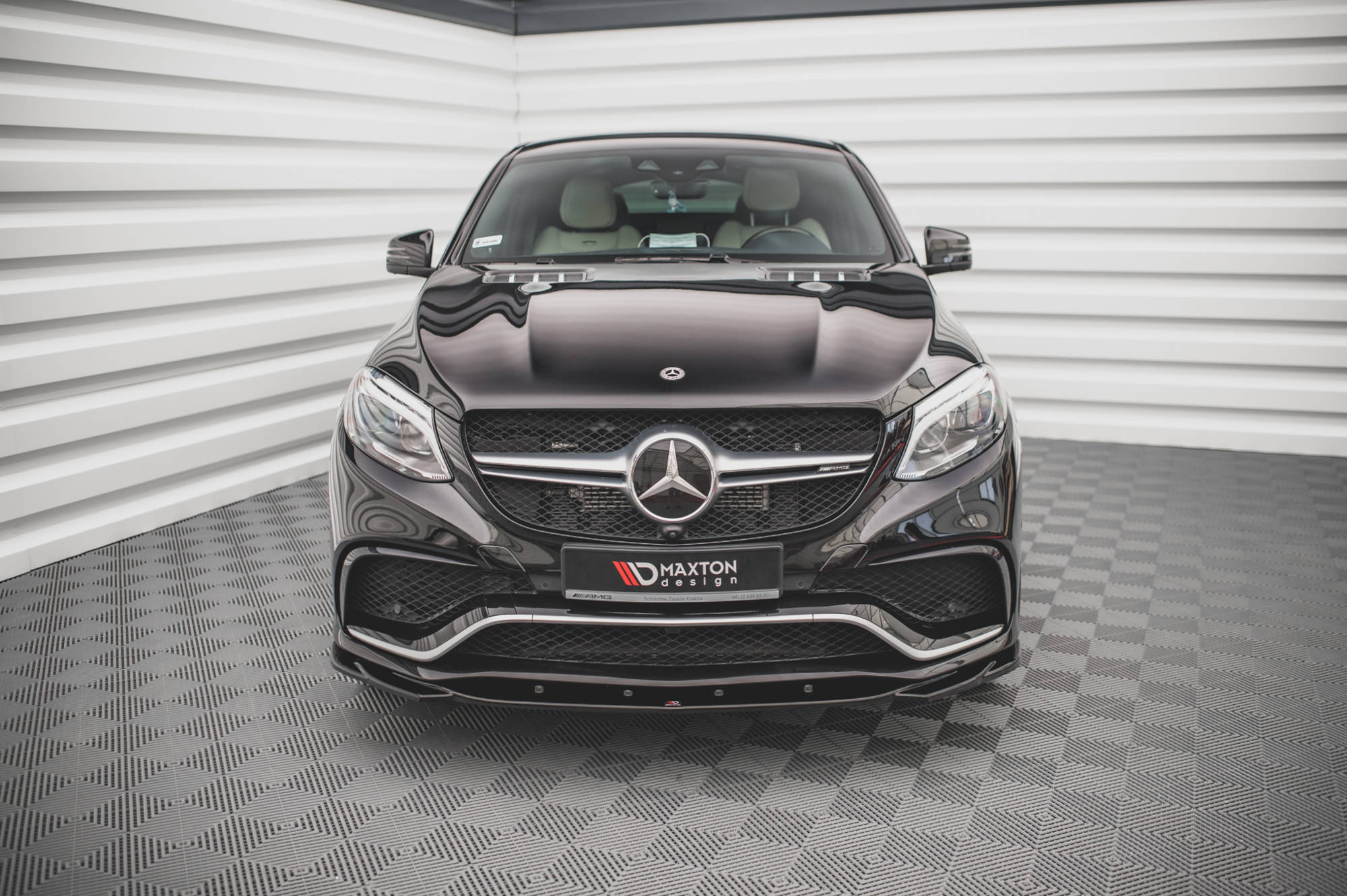 Maxton design gloss black front splitter v. 2 for mercedes-benz amg gle63 w166 w292 - image 2