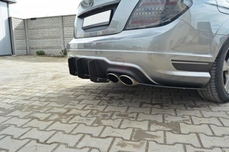 Maxton design matte black rear diffuser, rear corner splitters for mercedes-benz amg w204 s204