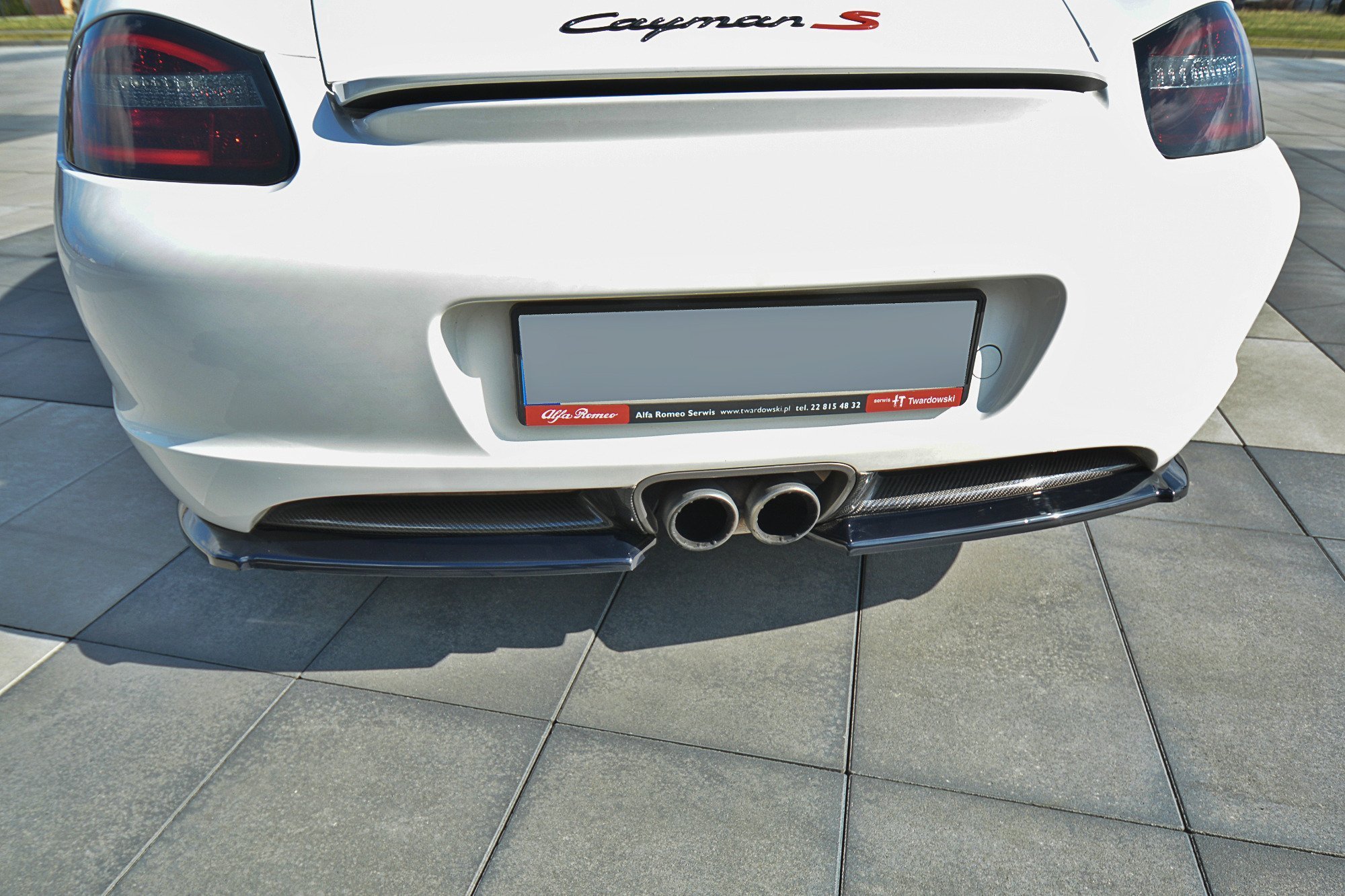Maxton design gloss black rear corner splitters for porsche cayman s 987c