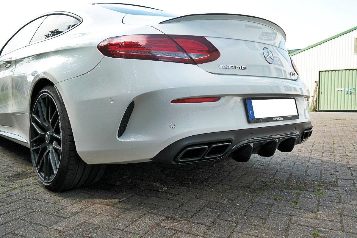 Maxton design gloss black rear diffuser for mercedes-benz amg c63 c205 - image 2