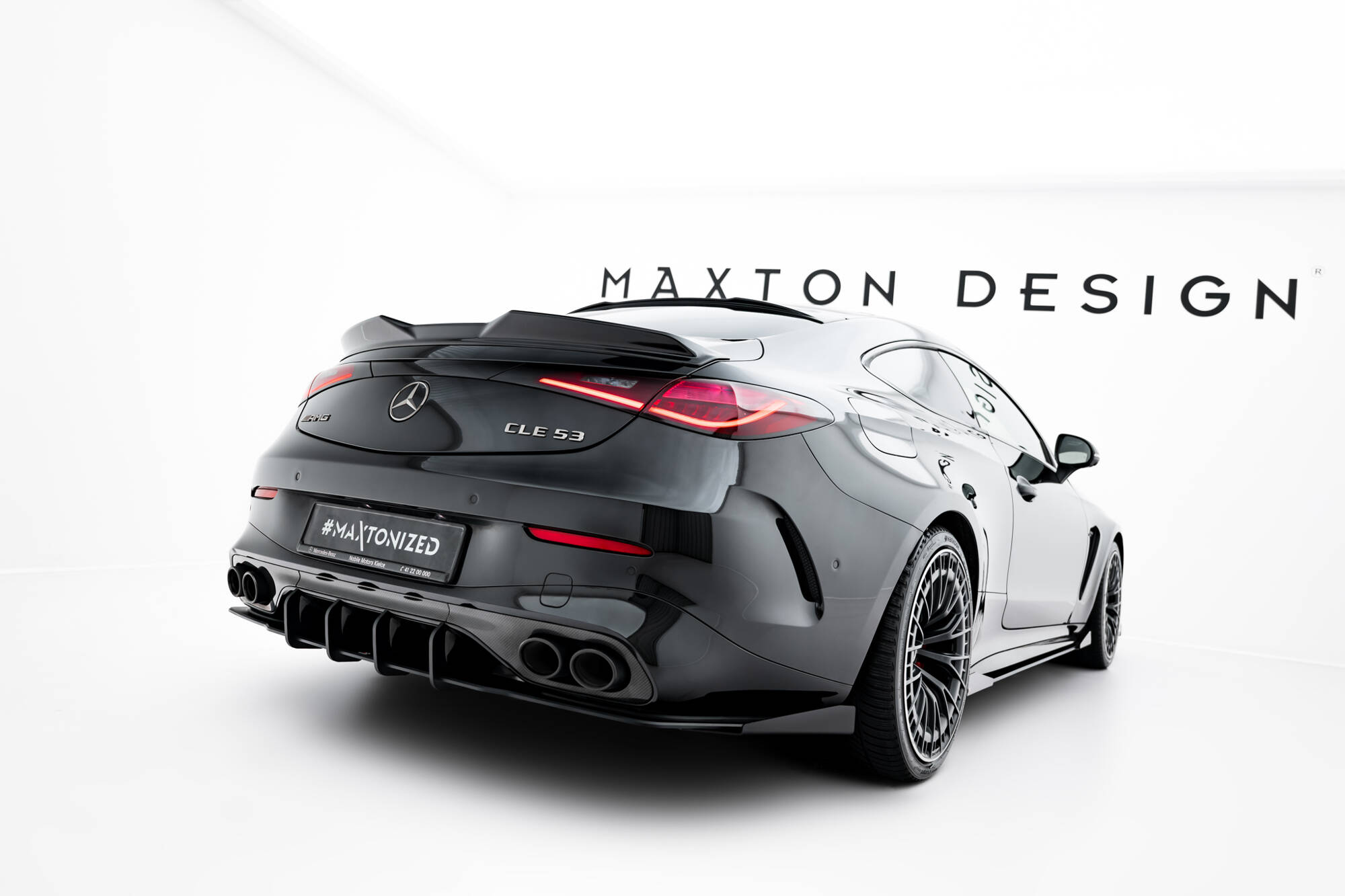 Maxton design gloss black rear side flaps for mercedes-benz amg cle53 c236 - image 2