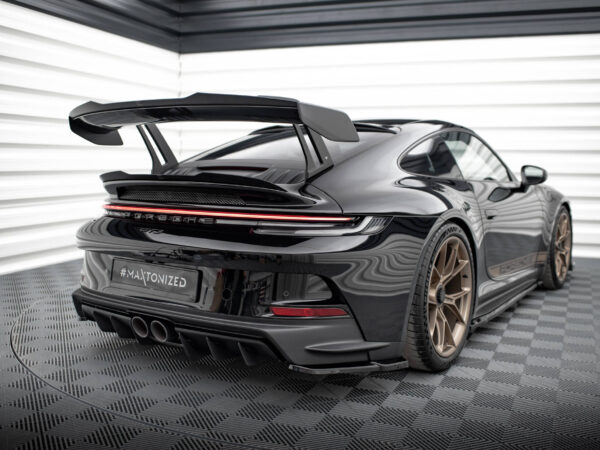 Alternative view of Maxton Design Gloss Black Rear Corner Splitters For Porsche 911 992 GT3