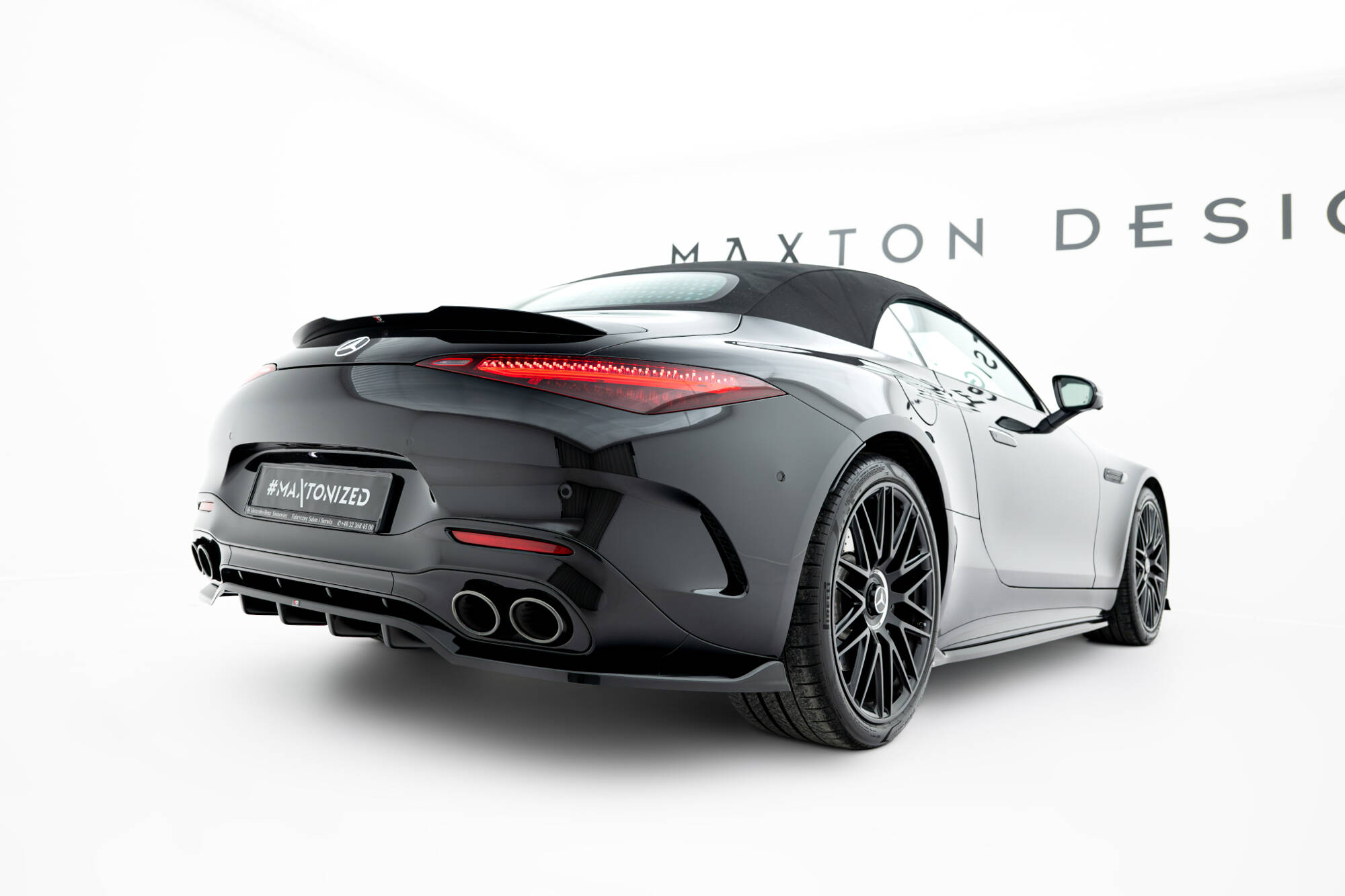 Maxton design gloss black rear diffuser for mercedes-benz amg sl63 r232 - image 2