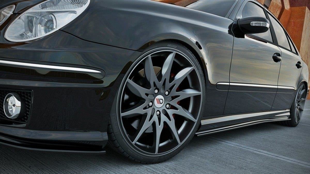 Maxton design gloss black side skirts for mercedes-benz amg w211