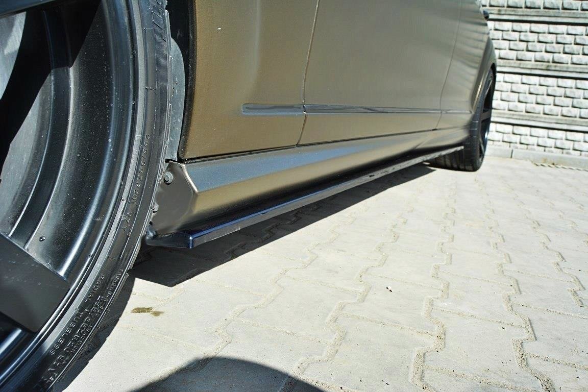 Maxton design gloss black side skirts for mercedes-benz amg w221 lwb