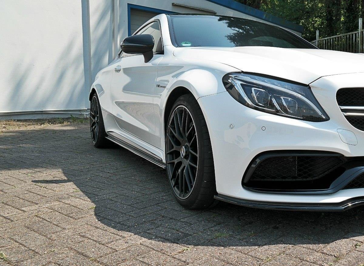 Maxton design gloss black side skirts for mercedes-benz amg c63 c205 - image 2