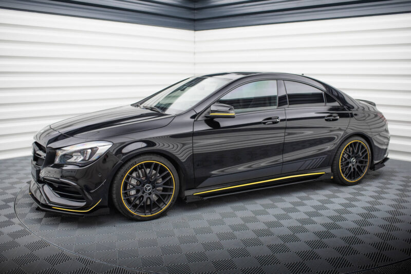 Maxton design gloss black side flaps for mercedes-benz amg cla45 c117 lci