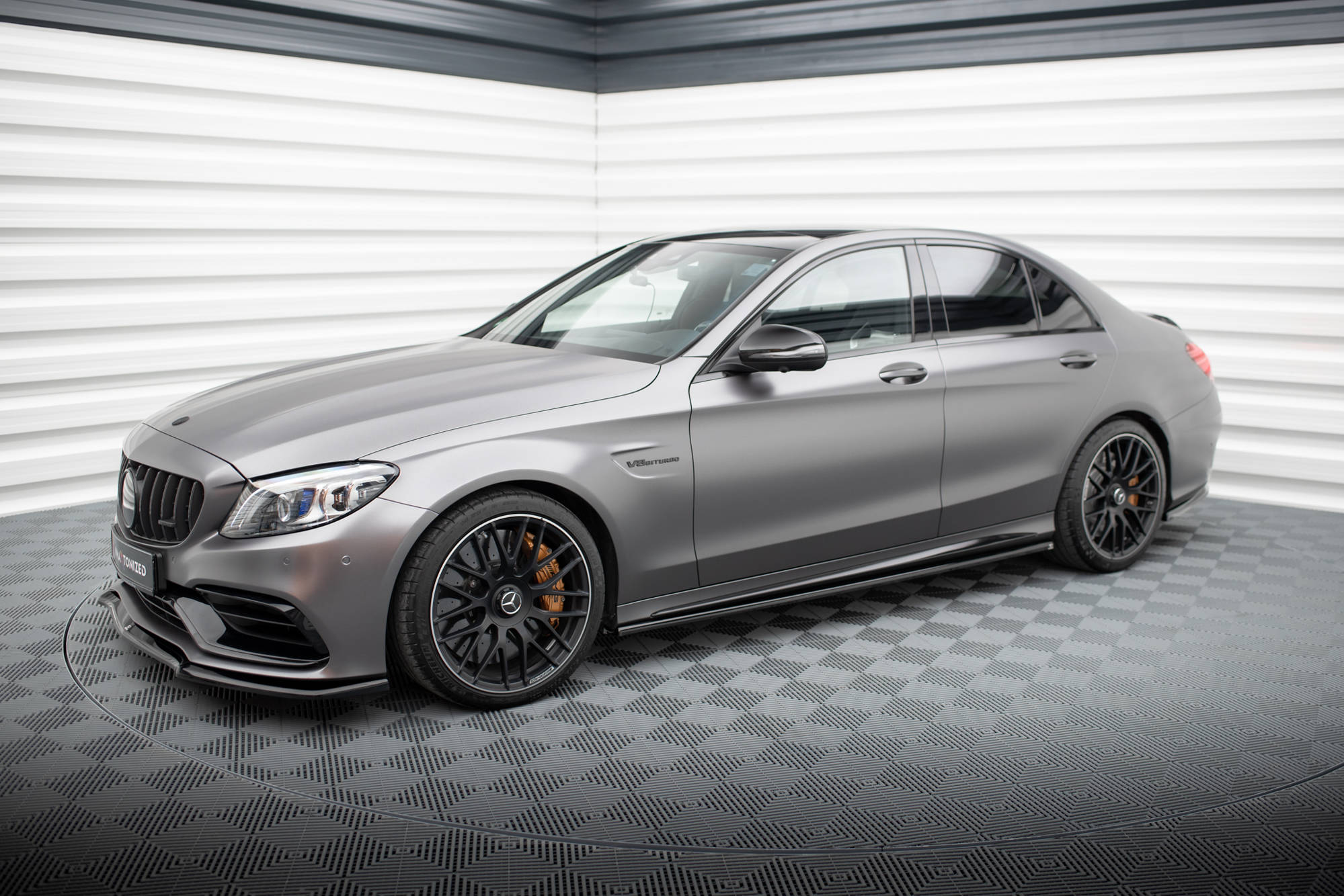 Maxton design gloss black side skirts for mercedes-benz amg c63 w205 lci