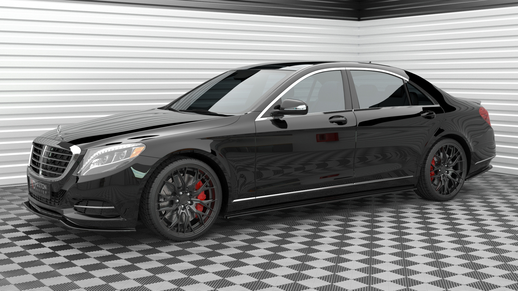 Maxton design gloss black side skirts for mercedes-benz long w222 - image 2