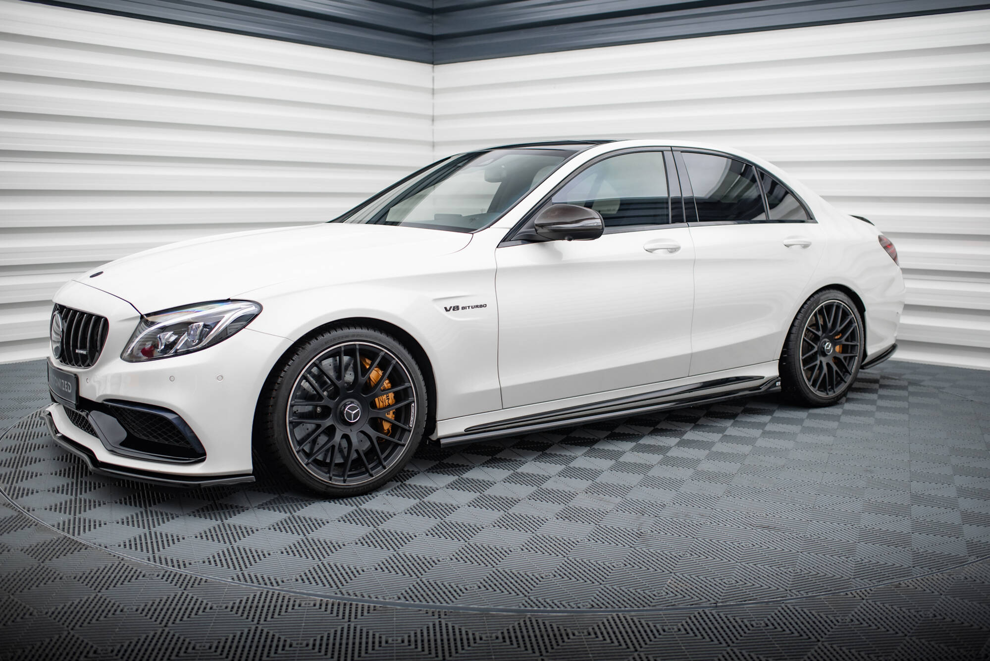 Maxton design gloss black side skirts v. 2 for mercedes-benz amg c63 w205 s205 - image 2